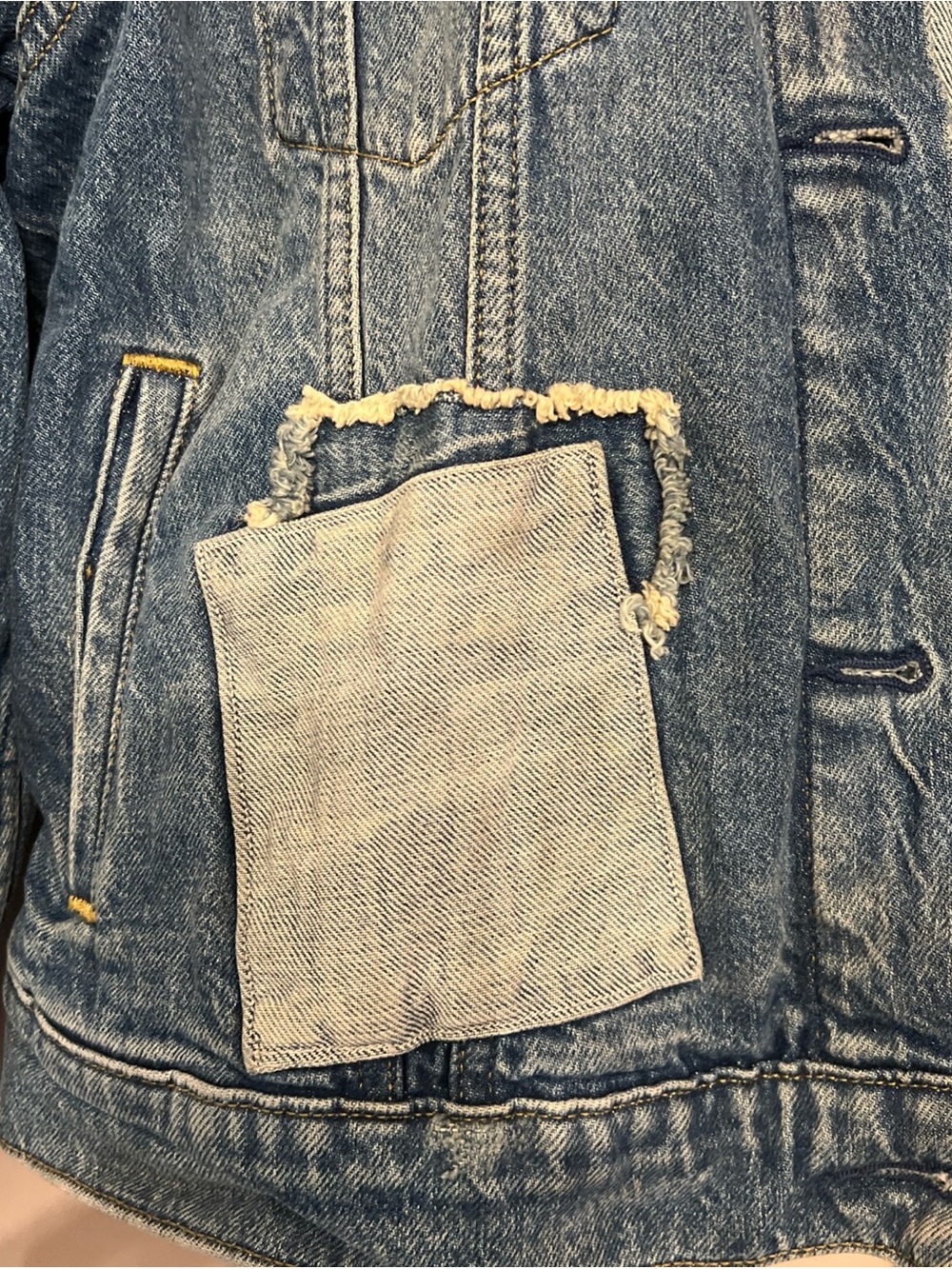 Lauren Ralph Lauren Denim Jean Jacket Women’s XL Logo Patchwork Distressed Blue - Picture 6 of 10
